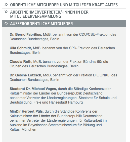 Außerordentliche Mitglieder der Versammlung des Goethe-Institutes